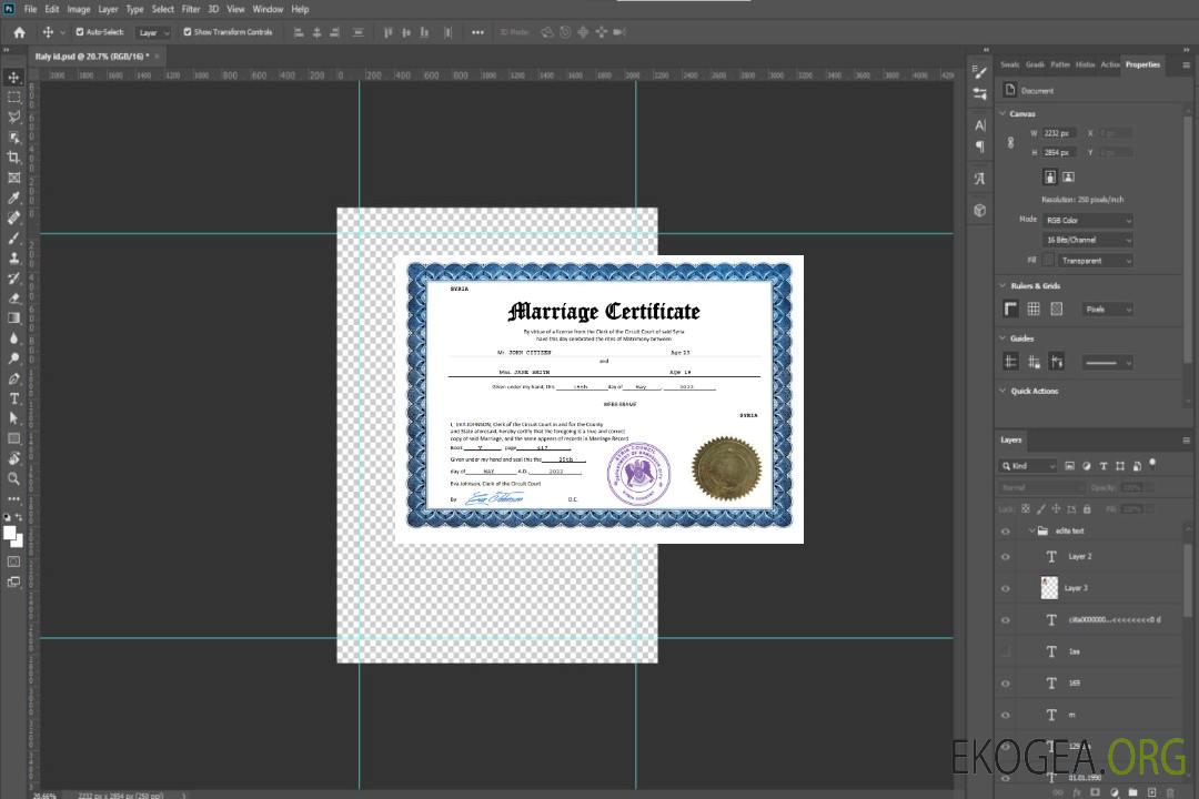 Modèle Word et PDF de certificat de mariage en Syrie template